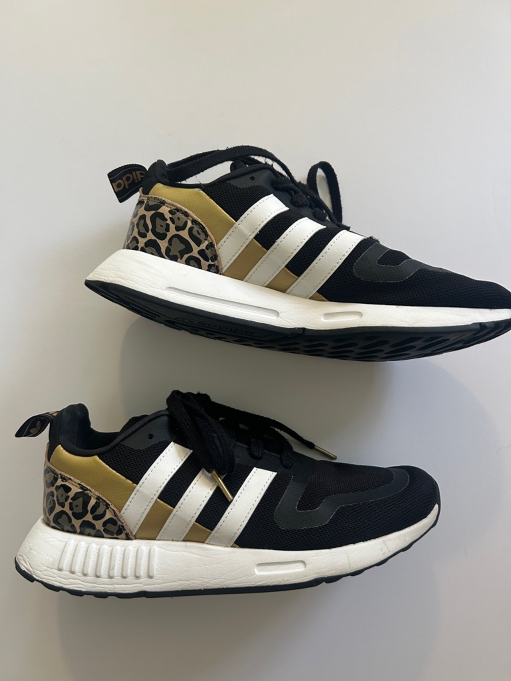 Adidas Black White Gold Leopard Multix Sneakers